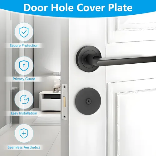 Miniatura 6 de Placa Premium de Acero Inoxidable para Cubrir Agujero de Puerta - Tapa de Cerrojo de Seguridad de 2-5/8 de Diámetro con Tornillos para Mayor