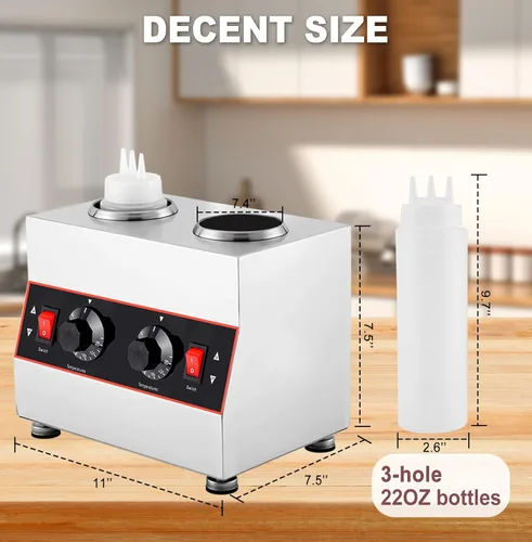 Miniatura 6 de Calentador eléctrico de salsa de queso, dispensador de queso nacho con botella de 22 onzas, calentador de botellas para chocolate caliente dulce
