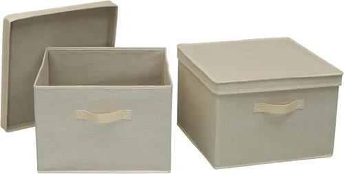 Miniatura 9 de Household Essentials - Cajas cuadradas de tela de almacenamiento con tapas, color grafito, juego de 2
