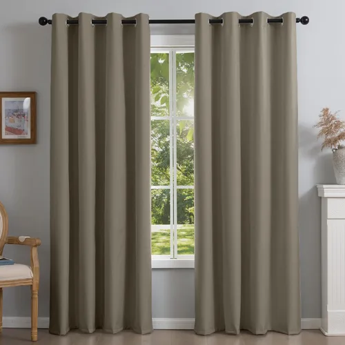Miniatura 12 de NFPA701 Cortinas estándar ignífugas sin flúor de 63 pulgadas, 2 paneles, cortinas 100% opacas para dormitorio, sala de estar, cortina