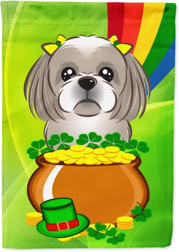 Miniatura 104 de Caroline's Treasures BB1963GF Bandera de Bulldog Inglés para el Día de San Patricio para el jardín, bandera decorativa para patio exterior, patio