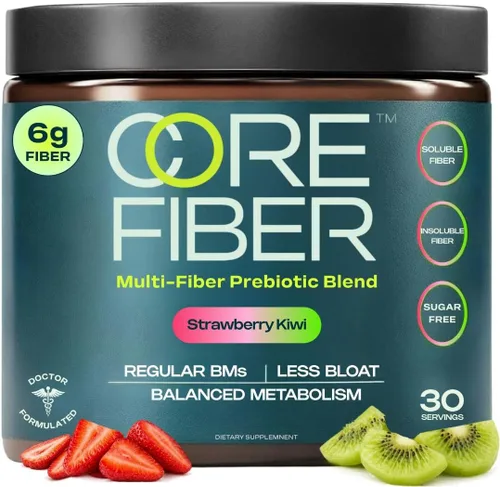 Suplemento de fibra prebiótica para mujeres y hombres – 6g de polvo de fibra prebiótica – Mezcla diaria para la salud intestinal, hinchazón,