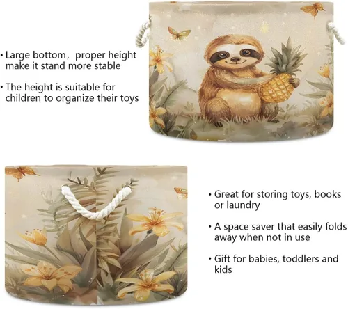 Miniatura 3 de Cesta de almacenamiento grande plegable bolsa de ropa redonda plegable de tela para la ropa sucia cesta plegable cubo de lavado abstracto moderno