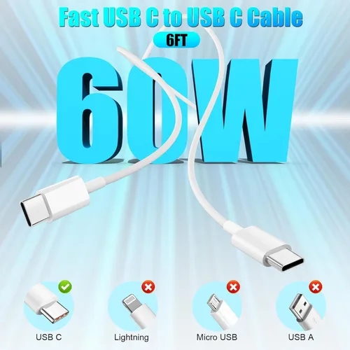 Miniatura 6 de Carga rápida para iPhone 17 y 16, paquete de 20 W, bloque de carga USB C de Apple con cable de carga USB C a C de 6 pies para iPhone 17 Pro max/17