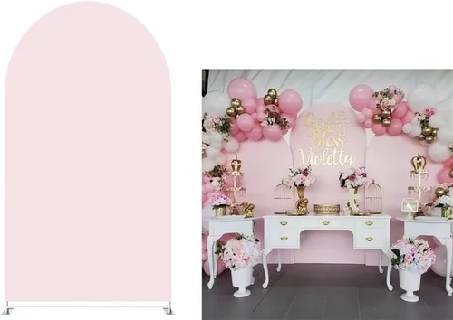 Miniatura 9 de Telón de fondo de arco beige champán, fundas de pared arqueadas de fondo elástico para fotografía de animales, decoración de fiesta de animales