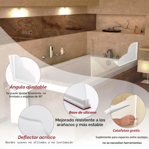 Miniatura 4 de Spidfee Kit de protección contra salpicaduras de ducha, protectores grandes contra salpicaduras para bañera, impermeables, autoadhesivos
