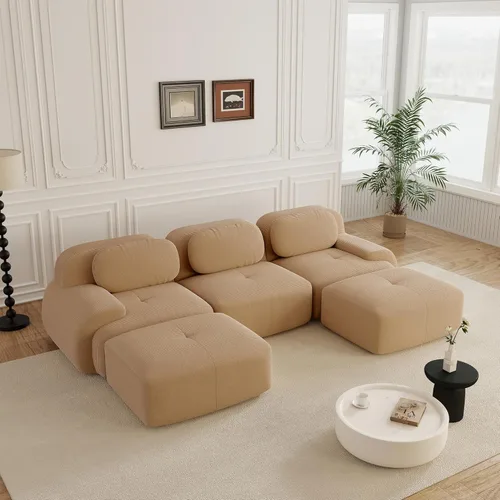 Miniatura 100 de Sofás modulares sin hueso de 152.8 pulgadas para sala de estar, sofá modular con diván en forma de L, cómodo asiento profundo tapizado de tela