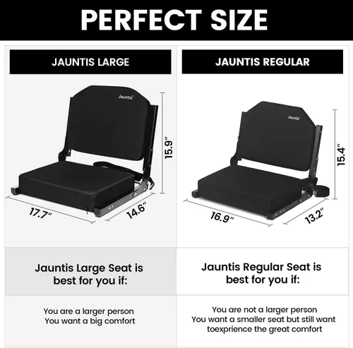 Miniatura 2 de Jauntis Asientos de estadio para gradas, asientos para gradas con respaldo y cojín de espuma ultra acolchados y cómodos, sillas de estadio Negro