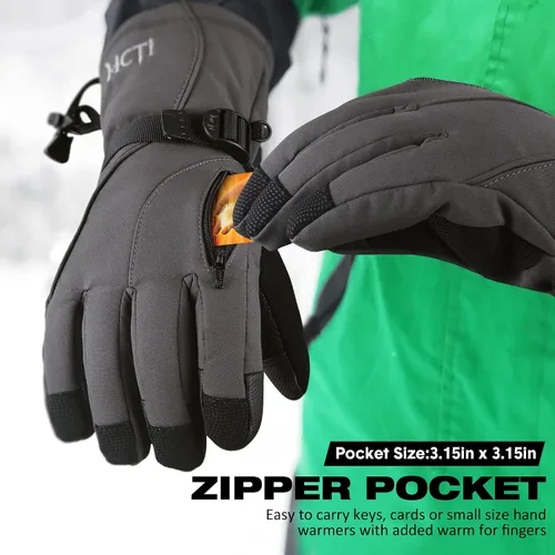 Miniatura 4 de MCTi Guantes de esquí impermeables para hombre, cálidos, 3M, Thinsulate, snowboard, motos de nieve y clima frío