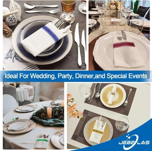 Miniatura 6 de JEBBLAS Paquete de 50 servilletas desechables con tacto de lino, bolsillo integrado para cubiertos, servilletas decorativas de boda, servilletas