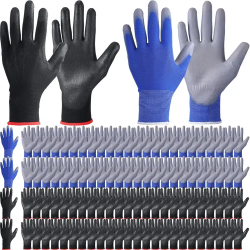 Miniatura 7 de Xtinmee 100 pares de guantes de seguridad de trabajo a granel con revestimiento de poliuretano sin costuras para hombres, mecánicos, carpintería