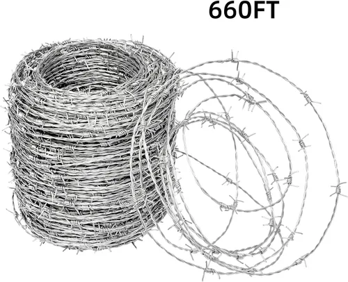 Miniatura 9 de Alambre de púas real de 660 pies (656.2 ft), alambre de púas galvanizado de 4 puntos, calibre 18, valla para manualidades, disuasorio de bichos