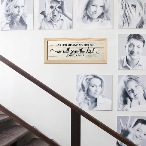 Miniatura 7 de Jetec Placas de pared de versículos bíblicos de granja, "En cuanto a mí y mi casa, serviremos al Señor" Placa de madera para decoración de pared