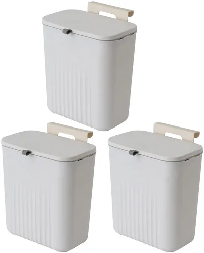 Sooyee Paquete de 3 cubos de compost de cocina de 12L/3.2 galones para encimera o debajo del fregadero, cubo de basura pequeño colgante con tapa