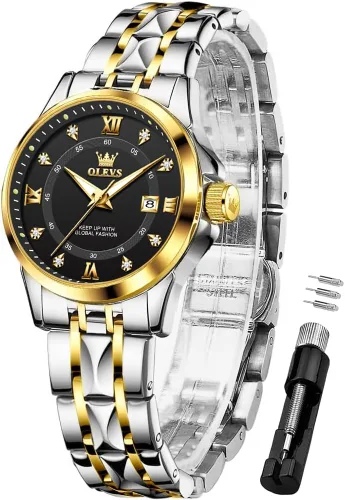 Miniatura 17 de OLEVS Relojes de diamante de lujo pequeños para mujer - Pulsera de acero inoxidable, impermeables, analógicos, luminosos, con fecha, relojes