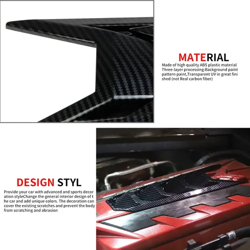 Miniatura 6 de Molduras de Panel de Cubierta del Motor para Chevrolet Corvette C8 2020-2025 Accesorios (Fibra de Carbono)