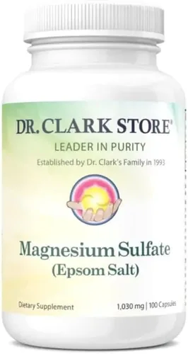 Dr. Clark Store - Sulfato de magnesio USP (sal de Epsom) 1030 mg, 100 cápsulas de gelatina para apoyo digestivo diario, alivio ocasional del