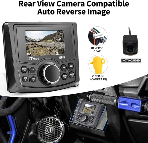 Miniatura 6 de Powersports UTV Stereo AM/FM con Bluetooth Streaming 3 zonas, compatible con cámara de visión trasera, interruptor amplificador externo