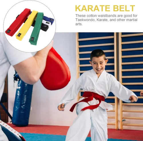 Miniatura 5 de BESPORTBLE Cinturón de Taekwondo de 6 piezas, traje negro para niños, conjuntos de regalos para hombres y niños, cinturones para niños, cinturón