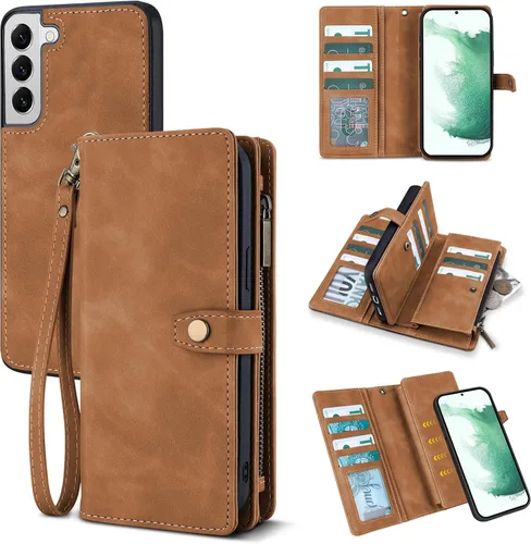 Miniatura 30 de TwoHead Funda tipo cartera para Samsung Galaxy S22 Ultra con tarjetero y funda magnética desmontable, funda de cuero con protección completa