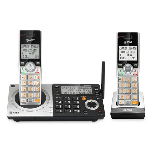 Miniatura 16 de AT&T CL83507 DECT 6.0 - Teléfono inalámbrico de 5 auriculares para el hogar con base de teclado dual, contestadora, bloqueo de llamadas, Base