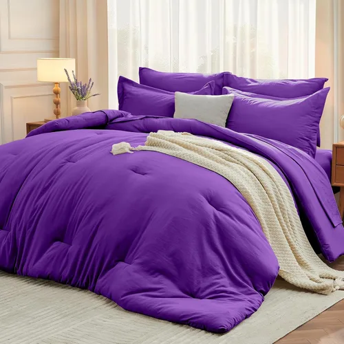 Miniatura 26 de MUXHOMO Juego de edredón de 5 piezas Twin XL, cama suave en una bolsa tamaño Twin XL, juego de ropa de cama para todas las estaciones con edredón