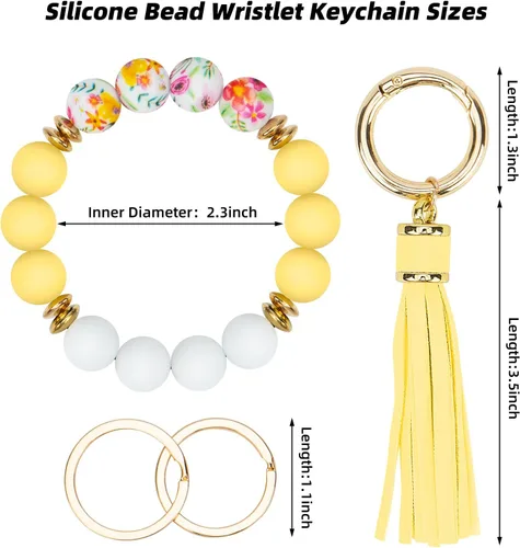 Miniatura 2 de Llavero de pulsera para coche, llavero con cuentas de silicona para mujer