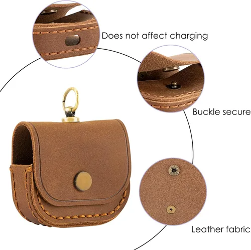 Miniatura 3 de Musiin Bolsa de cuero de alta calidad compatible con Airpods Pro 2/1 y auriculares, funda protectora de almacenamiento, funda de transporte portátil