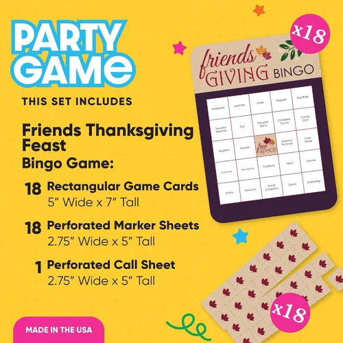 Miniatura 2 de Big Dot of Happiness Friends Thanksgiving Feast - Tarjetas de bingo y marcadores - Juego de bingo para fiesta de amigos - Juego de 18