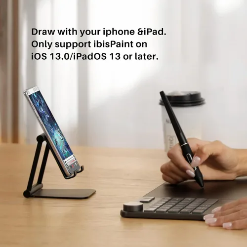 Miniatura 4 de HUION Inspiroy Keydial KD200 Tableta de dibujo inalámbrica, tableta gráfica Bluetooth con dial de teclado, 5 teclas expresas personalizadas