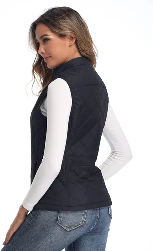Miniatura 3 de Chaleco para exteriores de mujer, chaleco acolchado ligero con cremallera y cuello alto.