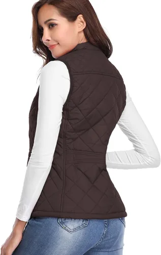 Miniatura 3 de Fuinloth - Chaleco acolchado para mujer, diseño de cuello alto, ligero, con cierre