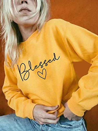 Miniatura 3 de UNIQUEONE Sudadera Blessed para mujer, ligera, con estampado de letras, para Acción de Gracias
