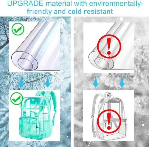 Miniatura 35 de Mochila transparente, aprobada por el estadio, para niñas y niños, mochila transparente de PVC resistente para mujeres y hombres