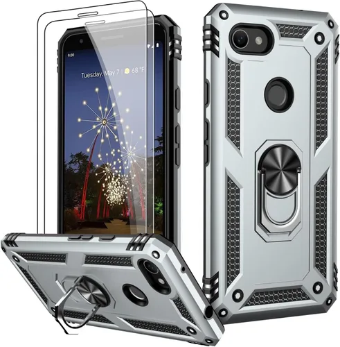 Miniatura 15 de LUMARKE Funda para Google Pixel 5 con protector de pantalla, pasa 16 pies, probada en caídas, grado militar, con soporte de anillo magnético, Rojo