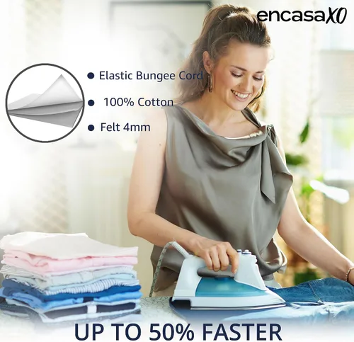 Miniatura 6 de Encasa XO Funda y Almohadilla para Tabla de Planchar 54"x15" - Cubierta de Tabla de Planchar Grande de Fieltro de 4mm con Acolchado - Resistente al