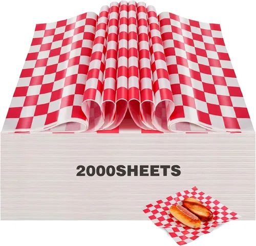 Miniatura 12 de Colarr 1000 hojas de papel encerado a granel de 15 x 15 pulgadas, papel grande para envolver sándwiches a cuadros, para hamburguesas, pan, Negro