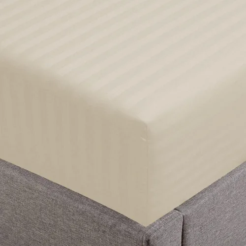 Miniatura 19 de Feather & Stitch - Sábana bajera ajustable de 100 % algodón, tejido satén de damasco, transpirable a rayas, sábana elástica para colchón de 18