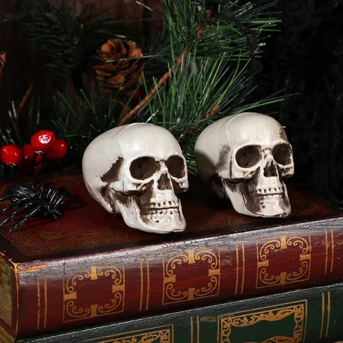 Miniatura 2 de NUOBESTY 18 piezas de mini cráneo modelo de calavera de plástico, decoraciones de esqueleto, decoración de hueso, accesorios de broma, cabezas