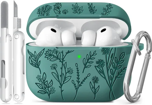Miniatura 71 de Funda para Airpods Pro 3 con tapa magnética, fundas grabadas con flores para Apple AirPods Pro de 3ª generación 2025, funda de silicona suave