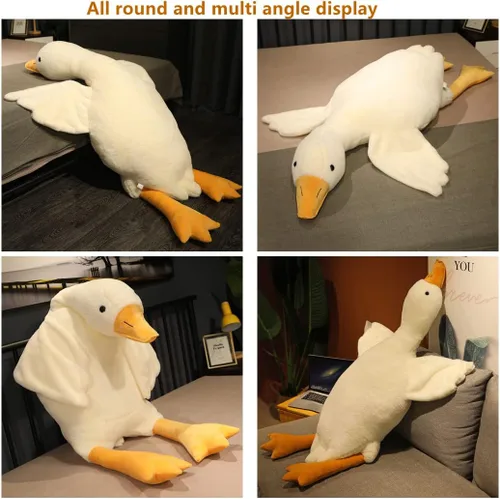 Miniatura 4 de NatureMan Peluche de ganso de 33.4 pulgadas, juguete de peluche de ganso muy grande, lindo cojín de felpa de ganso blanco, súper suave para todas