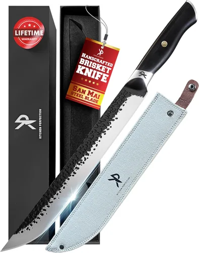 Kitchen perfection 12" Cuchillo hecho a mano para carne de pechuga, cuchillo de barbacoa para cortar, rebanar y trinchar para hombres – Acero San