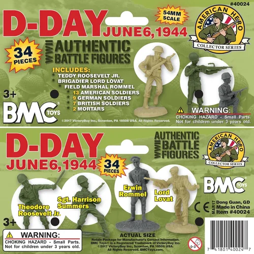 Miniatura 8 de BMC WW2 D-Day Plastic Army Men - 34 figuras de soldado estadounidense, británico, alemán