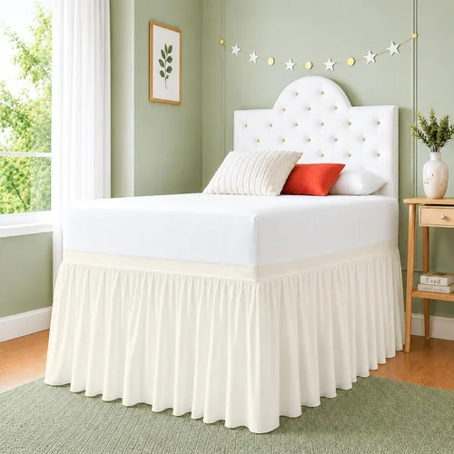Miniatura 10 de Falda de Cama para Dormitorio Cottingon, 100% Microfibra, Blanca, Individual XL - 76 cm de Caída