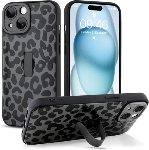 Miniatura 18 de Funda compatible con iPhone 17 Pro Max con correa de mano para los dedos, funda de teléfono con estampado de leopardo y guepardo para mujeres