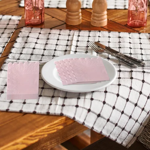 Miniatura 6 de Servilletas desechables de 2 capas de color rosa claro, servilletas de cóctel festoneadas, servilletas de bebidas, servilletas de postre
