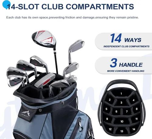 Miniatura 2 de UNIHIMAL Bolsa de carrito de golf de 14 vías con divisor organizador y cubierta para lluvia