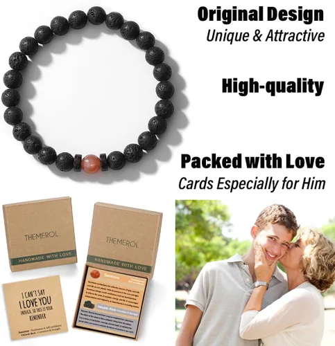 Miniatura 14 de Regalos navideños para adolescentes, hombres, fuerza/confianza, pulseras de piedras preciosas hechas a mano con tarjeta significativa