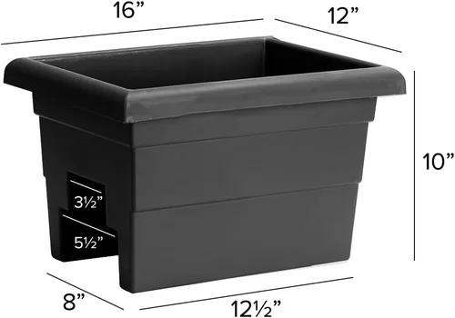 Miniatura 3 de Root & Vessel Jardinera Countryside Rail, Negro, 16