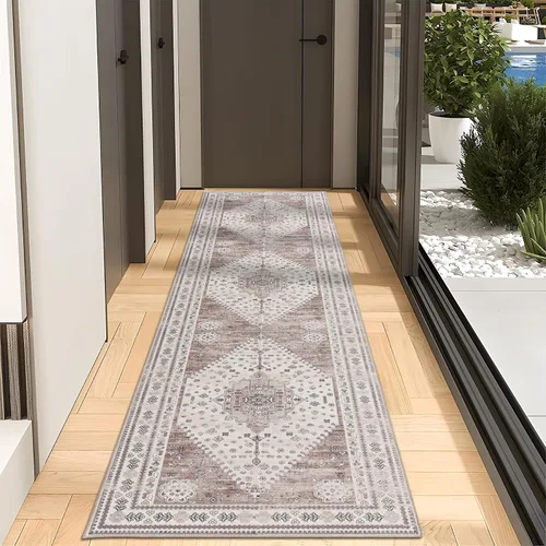 DECOMALL Kalina - Alfombras lavables, estilo bohemio, vintage, plegable, para sala de estar, dormitorio, comedor, cocina, 2 pies 6 pulgadas x 9 pies